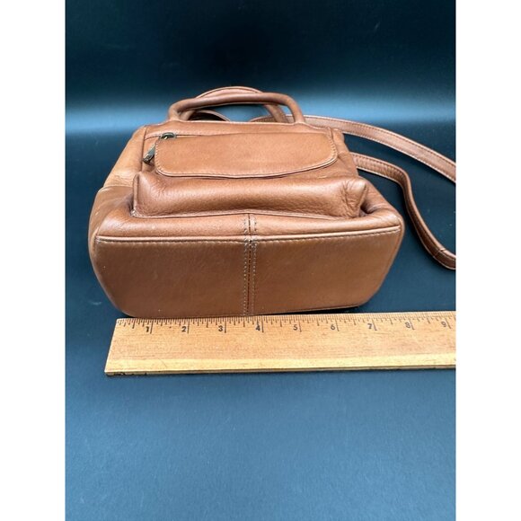 Land Outback Tan Leather Purse With 20" Shoulder Strap & Multiple Pockets - Picture 3 of 14